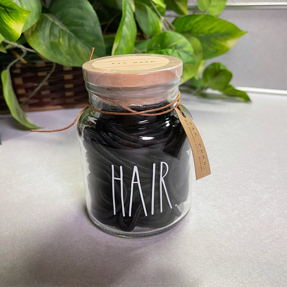 Rae Dunn Hair Bands with glass jars